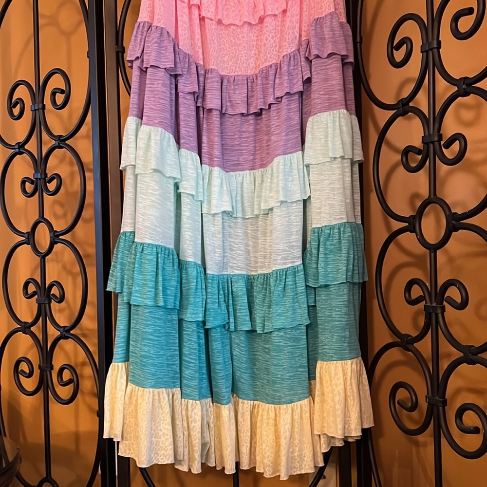 PITUSA Rainbow Ruffle Swim Cover-Up Dress - Picture 6 of 14